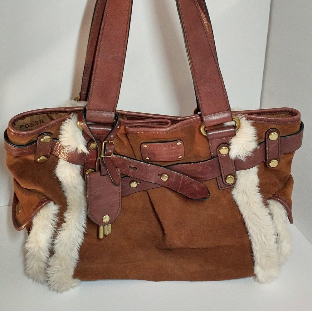 Fossil Vintage Adrina Brown Suede&Leather Purse